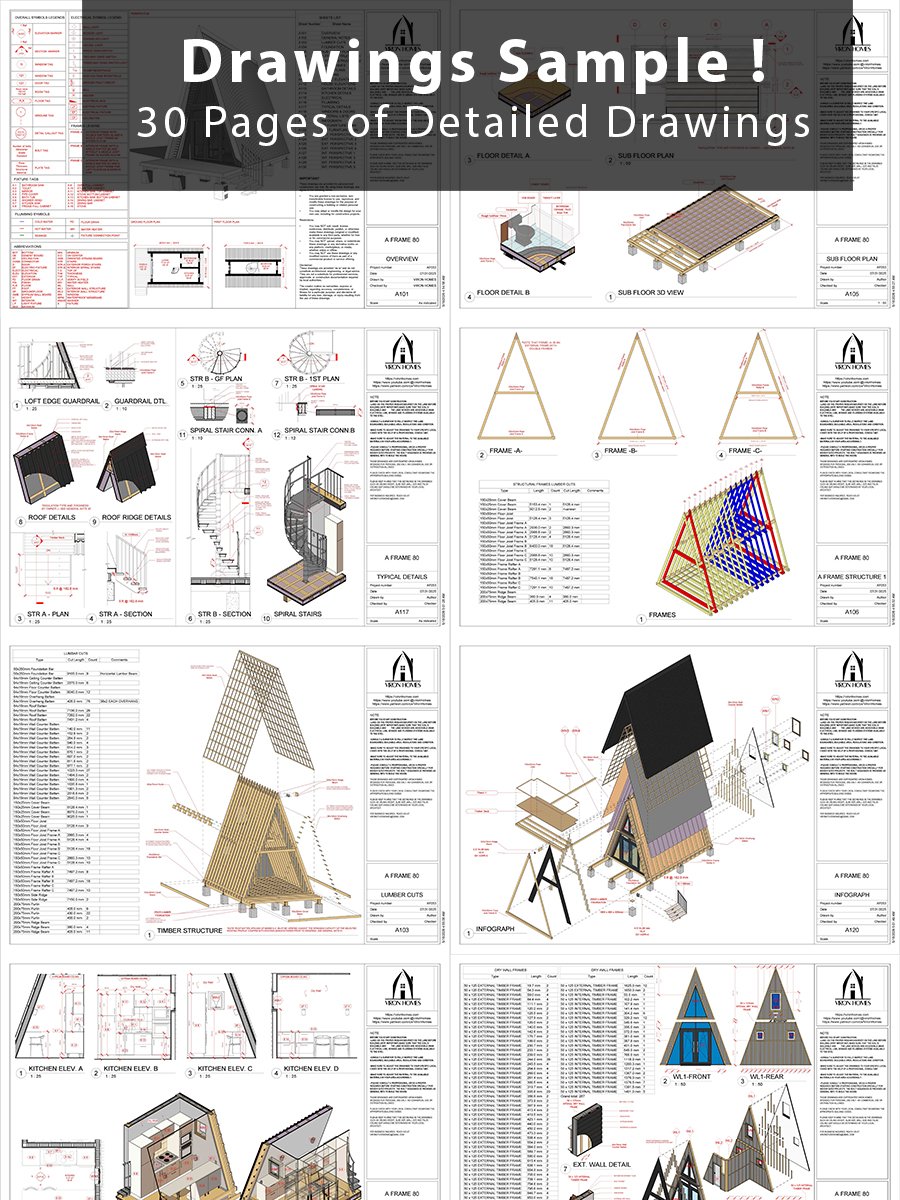 A Frame House 080 - Print & Build FULL DETAILED DRAWINGS! product image (4)