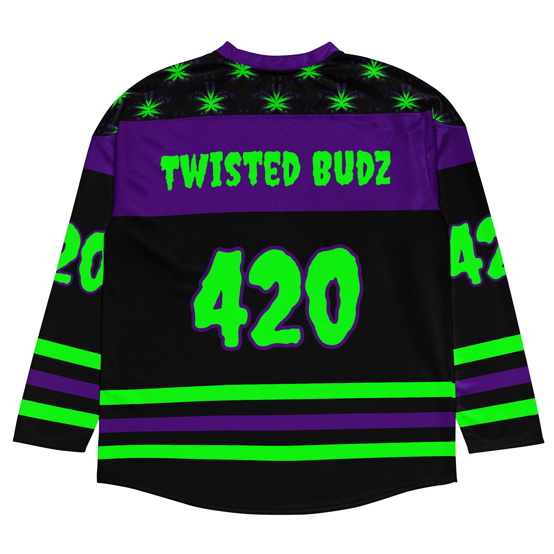 Twisted Budz 420 Hockey Jersey, Cannabis Rave Wear, Horror Lover Stoner EDM Clothes, Best Friend Weed Shirt, Alt Music Festival Pot Leaf Top product image (3)