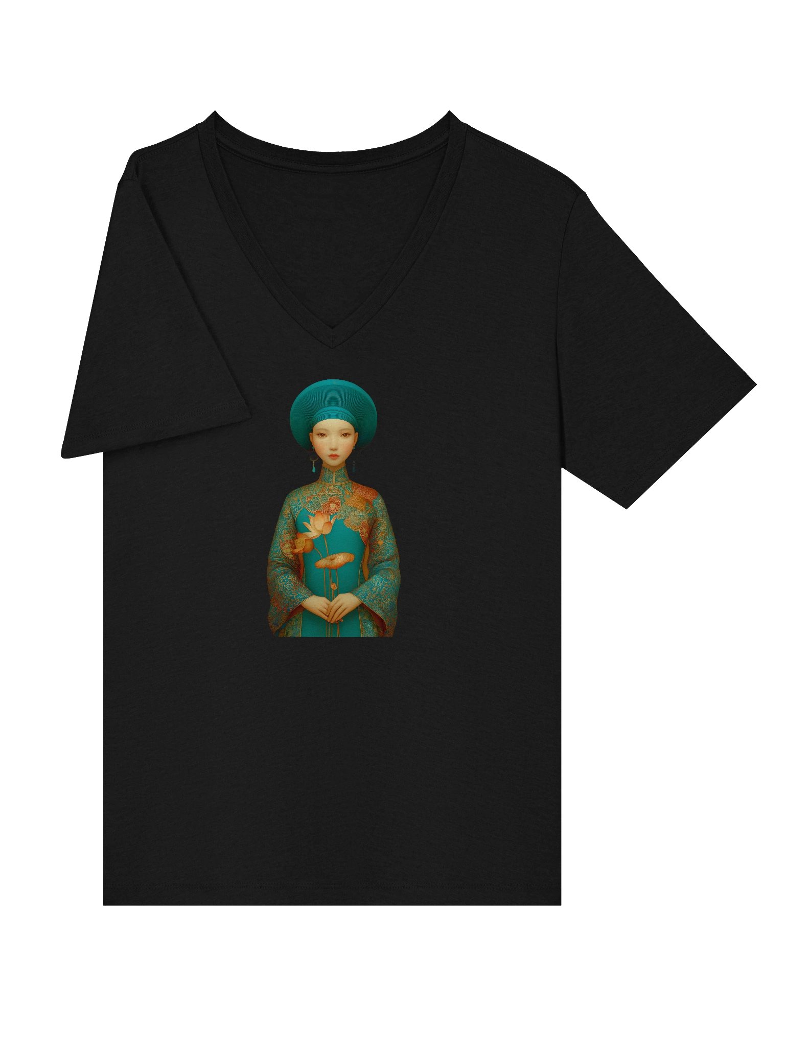 Teal Muse Portrait V-Neck Tee product image (5)
