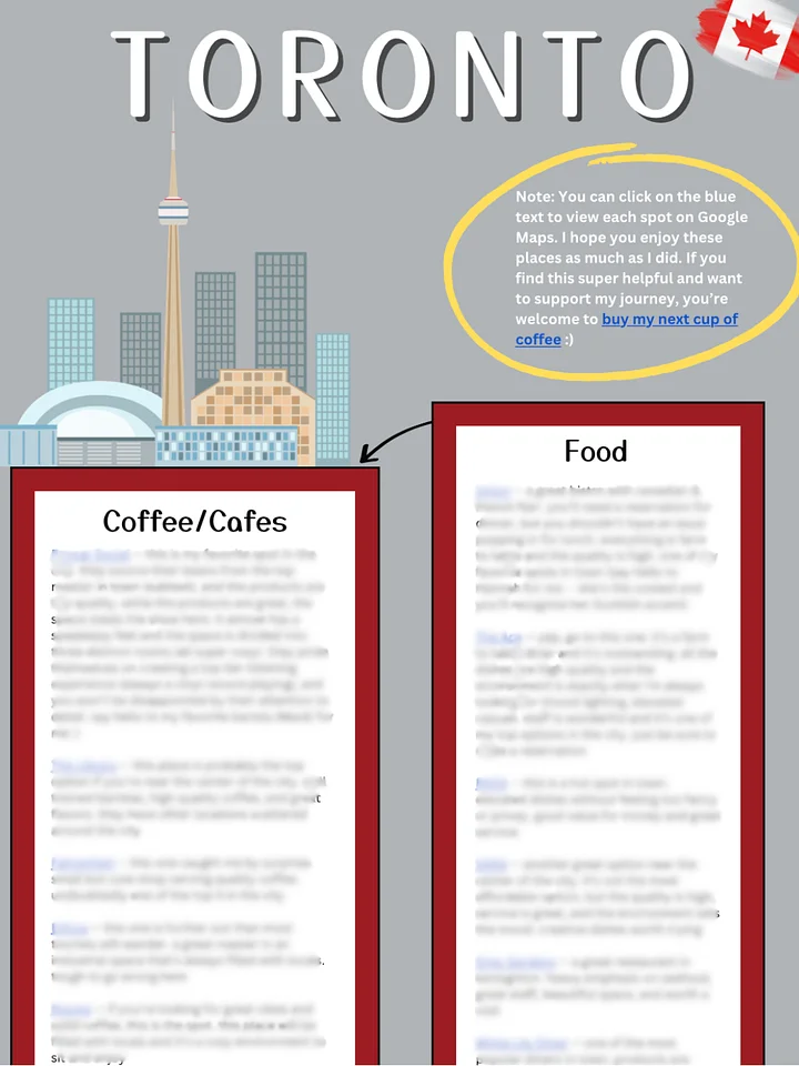 Toronto Guide + Recommendations product image (1)