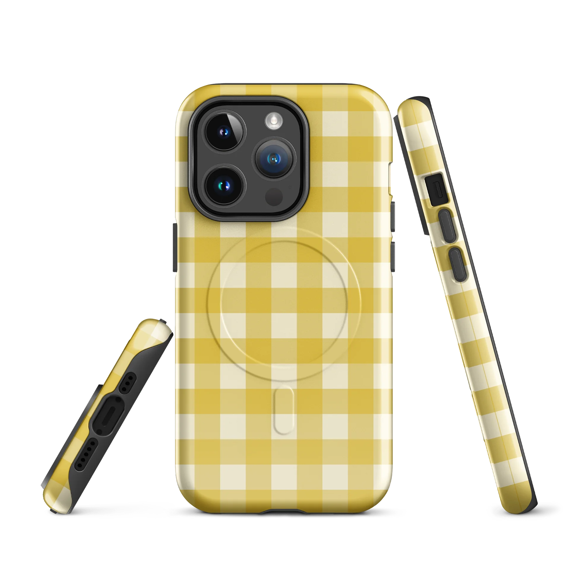 Mustard Yellow Gingham MagSafe iPhone Case product image (1)