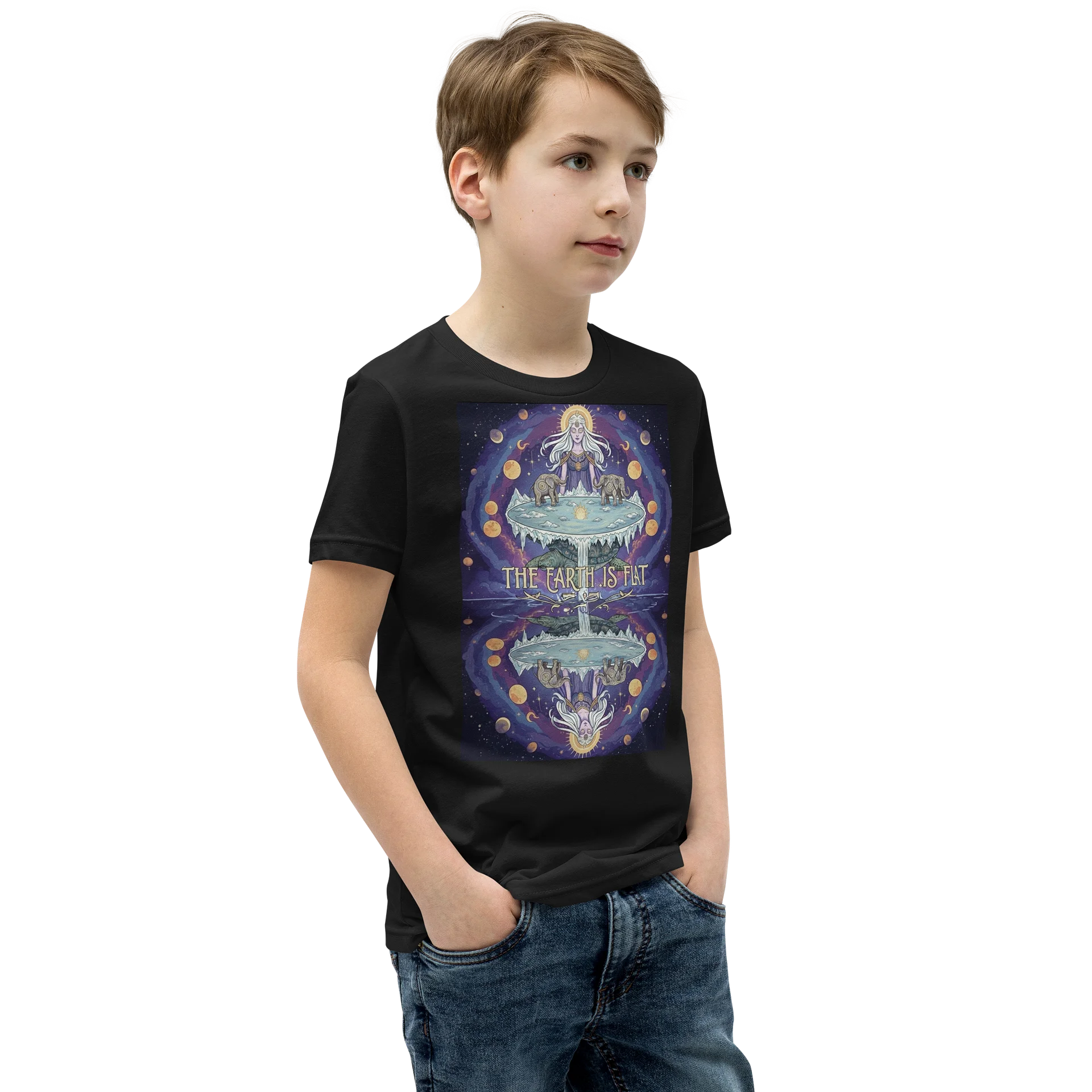 Cosmic Flat Earth Youth T-Shirt product image (2)
