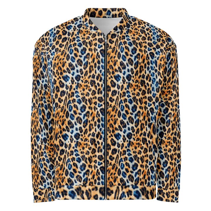 Blue Brown Leopard Bomber Jacket product image (1)