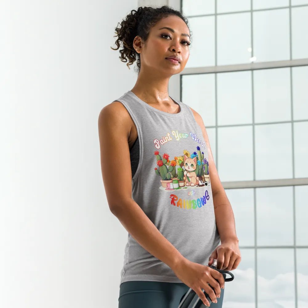 Rainbow Kitten Artist Flowy Muscle Tank product image (1)