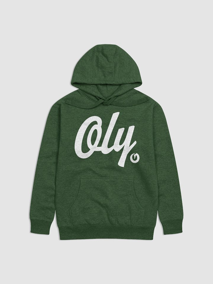 Oly Classic Chunky Script + Hook O White on Green Hoodie product image (1)