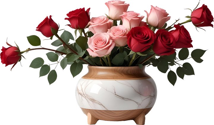 Marble Charm – Footed Vase with Roses PNG product image (1)
