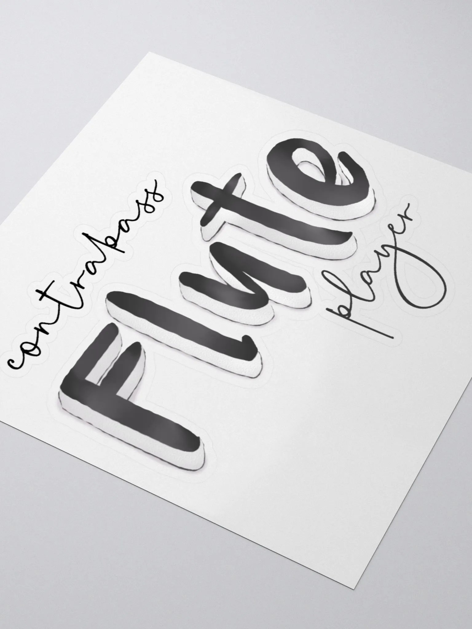 3D Contrabass Flute Player Typography Sticker product image (3)