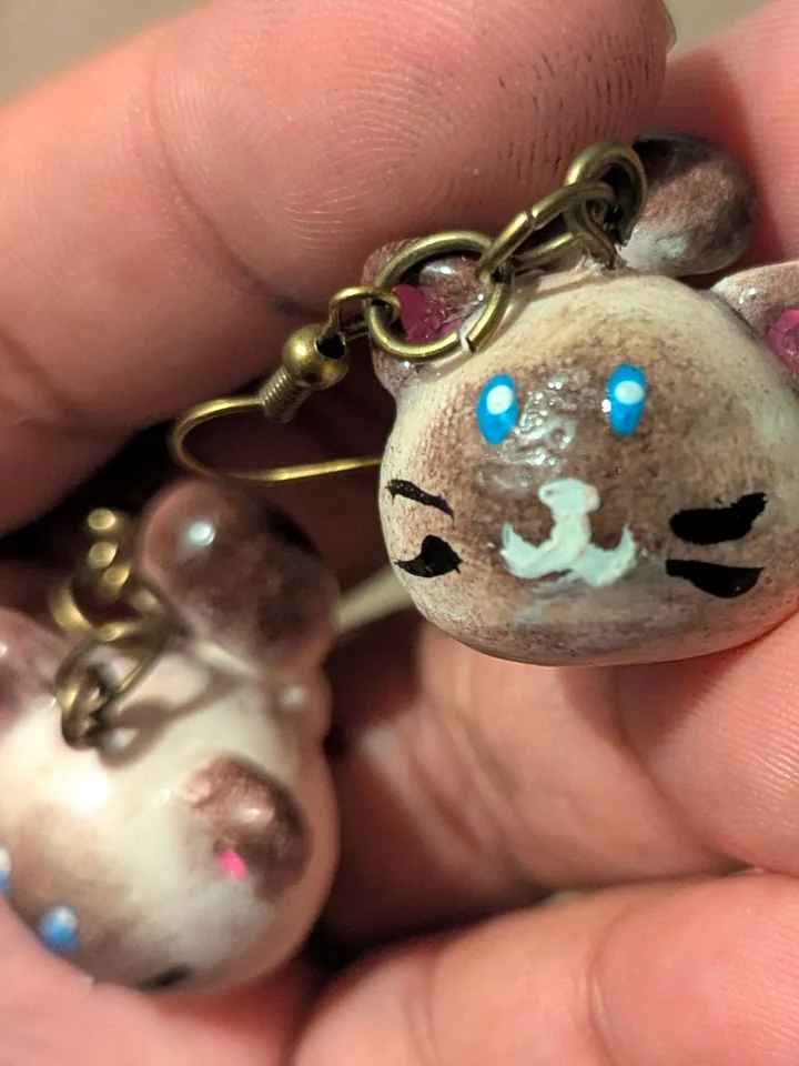 Cat Head Earrings – Handmade Polymer Clay | Cute Cat Lover Jewelry product image (2)