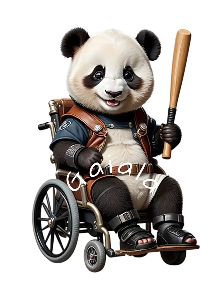 Baby Panda in Wheelchair Kid Baseball Nursery Print Wall Art product image (1)