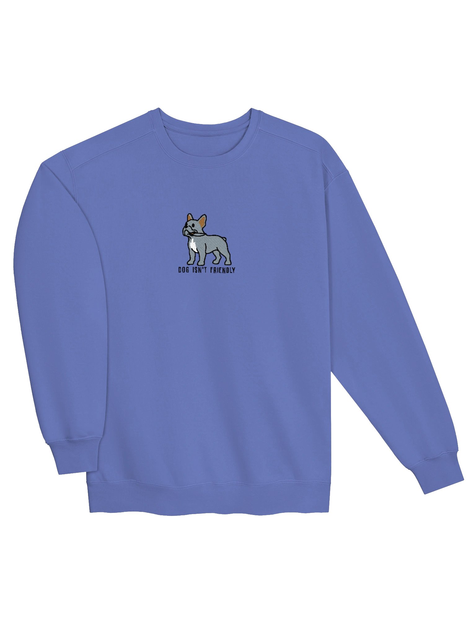 Dog Isn't Friendly Funny Chibi-Style Embroidered Premium Sweatshirt for French Bulldog(Blue) Owners product image (11)