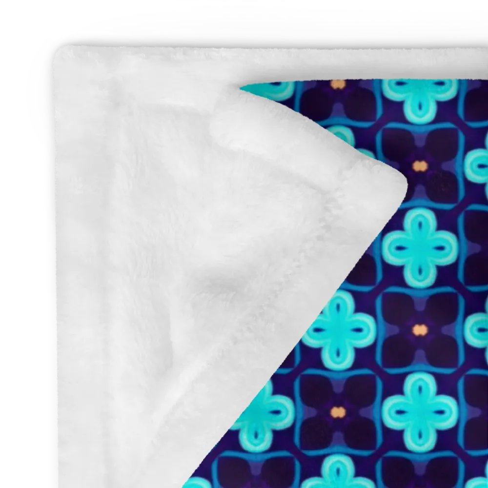Elegant Blue & Black Seamless Patterned Throw Blanket product image (12)