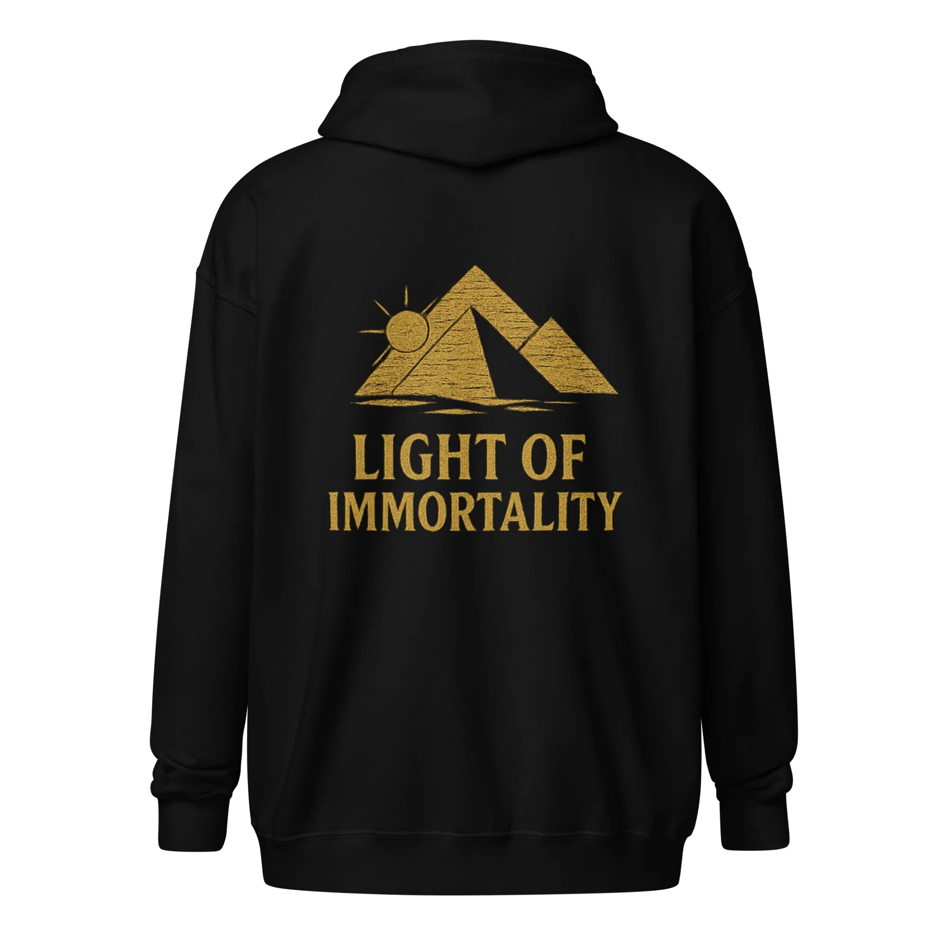 Unisex Black Shield Emblem Zip Hoodie — Gold "Light of Immortality product image (1)