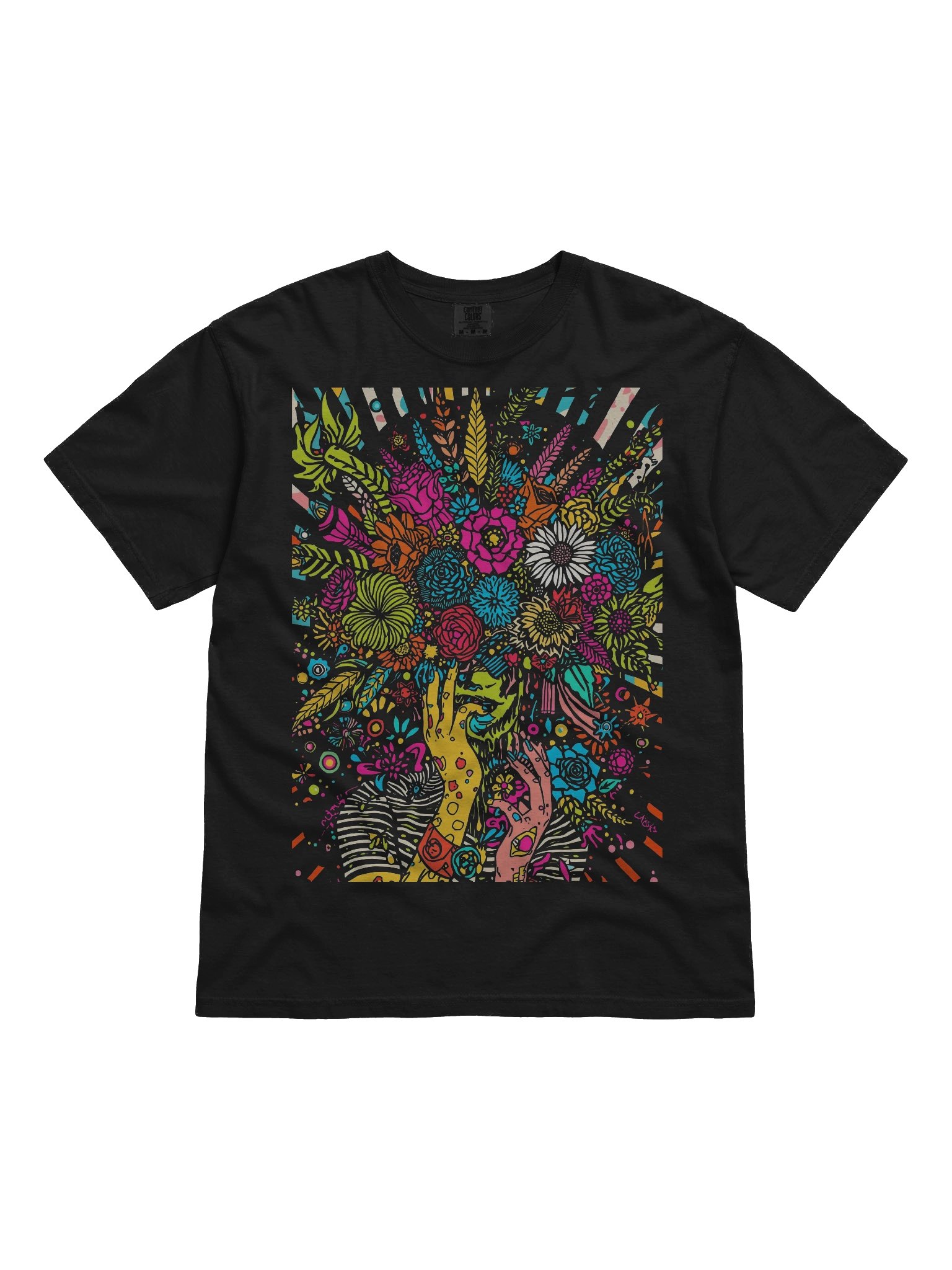 Neon Bouquet Hands Heavyweight Tee product image (1)