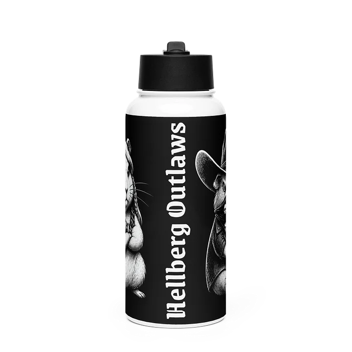 Edelstahl-Wasserflasche mit Strohhalmdeckel - HellbergOutlaws product image (1)