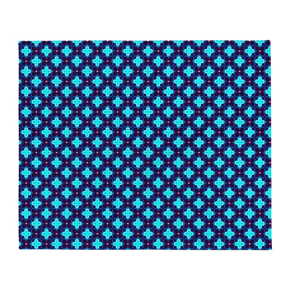 Elegant Blue & Black Seamless Patterned Throw Blanket product image (3)