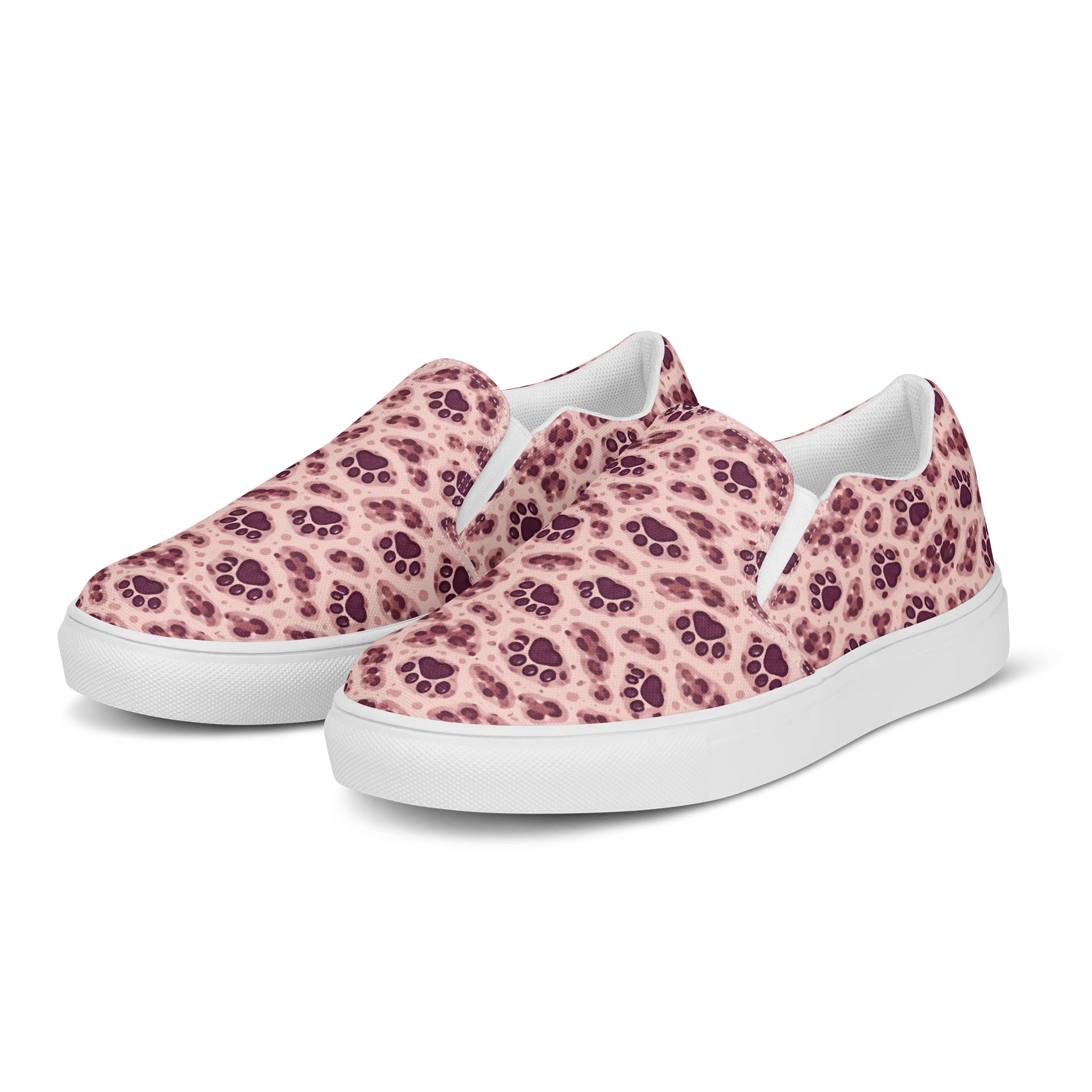 Pink Leopard Paw Print Slip-On Canvas Shoes product image (3)