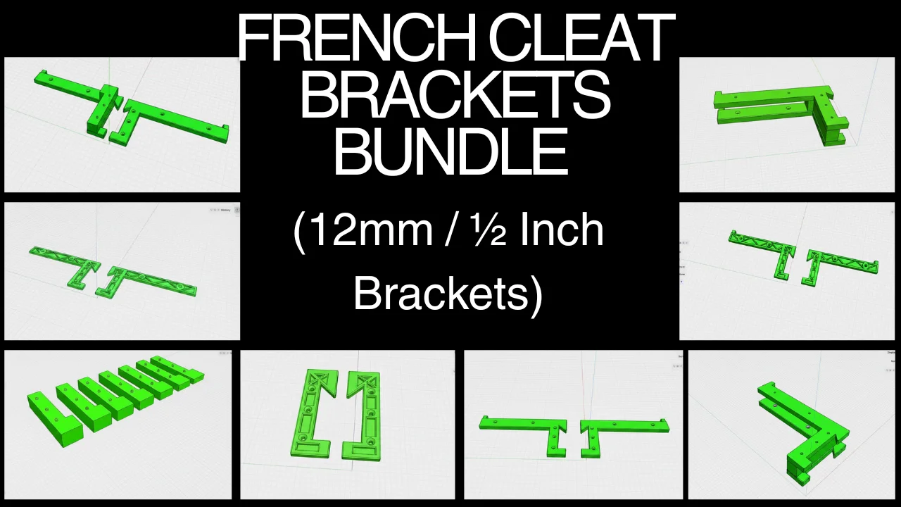1/2 Inch French Cleat Brackets 3D Print Stl File Bundle product image (1)