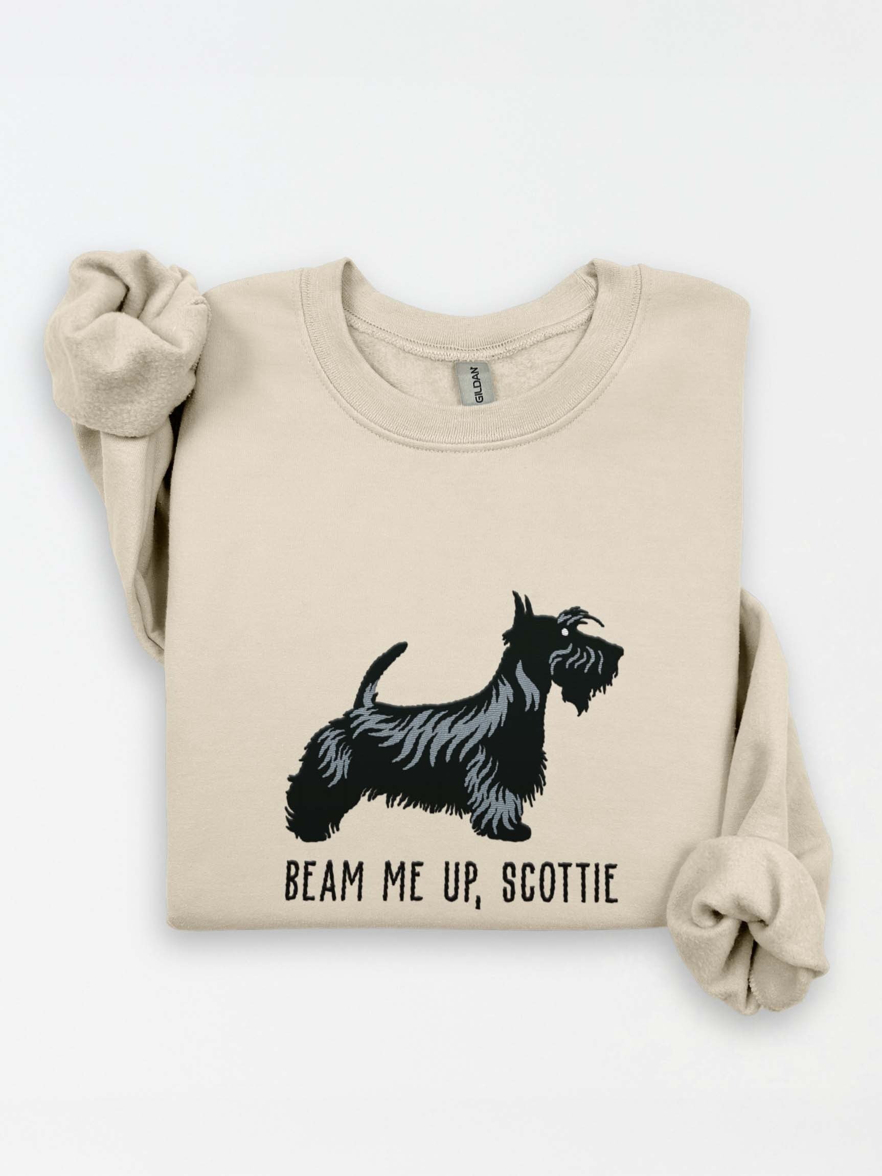 Beam Me Up, Scottie Sweatshirt(Embroidered) of a Scottish Terrier(Black) product image (2)
