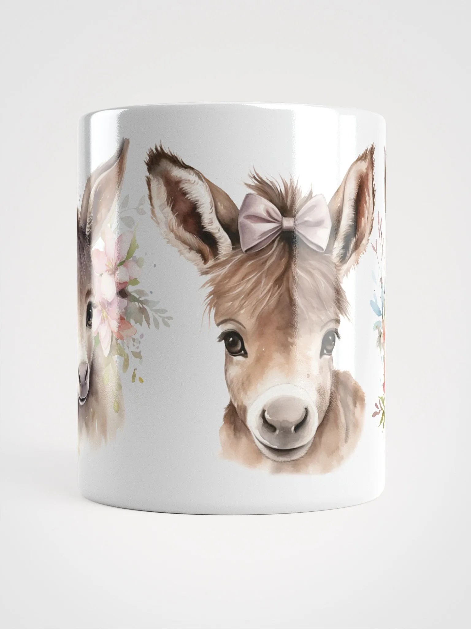 Floral Donkey Trio White Glossy Mug product image (3)