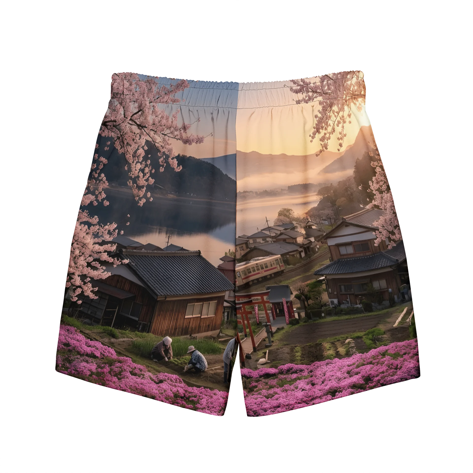 Mount Fuji Village Pink Moss Swim Trunks product image (7)