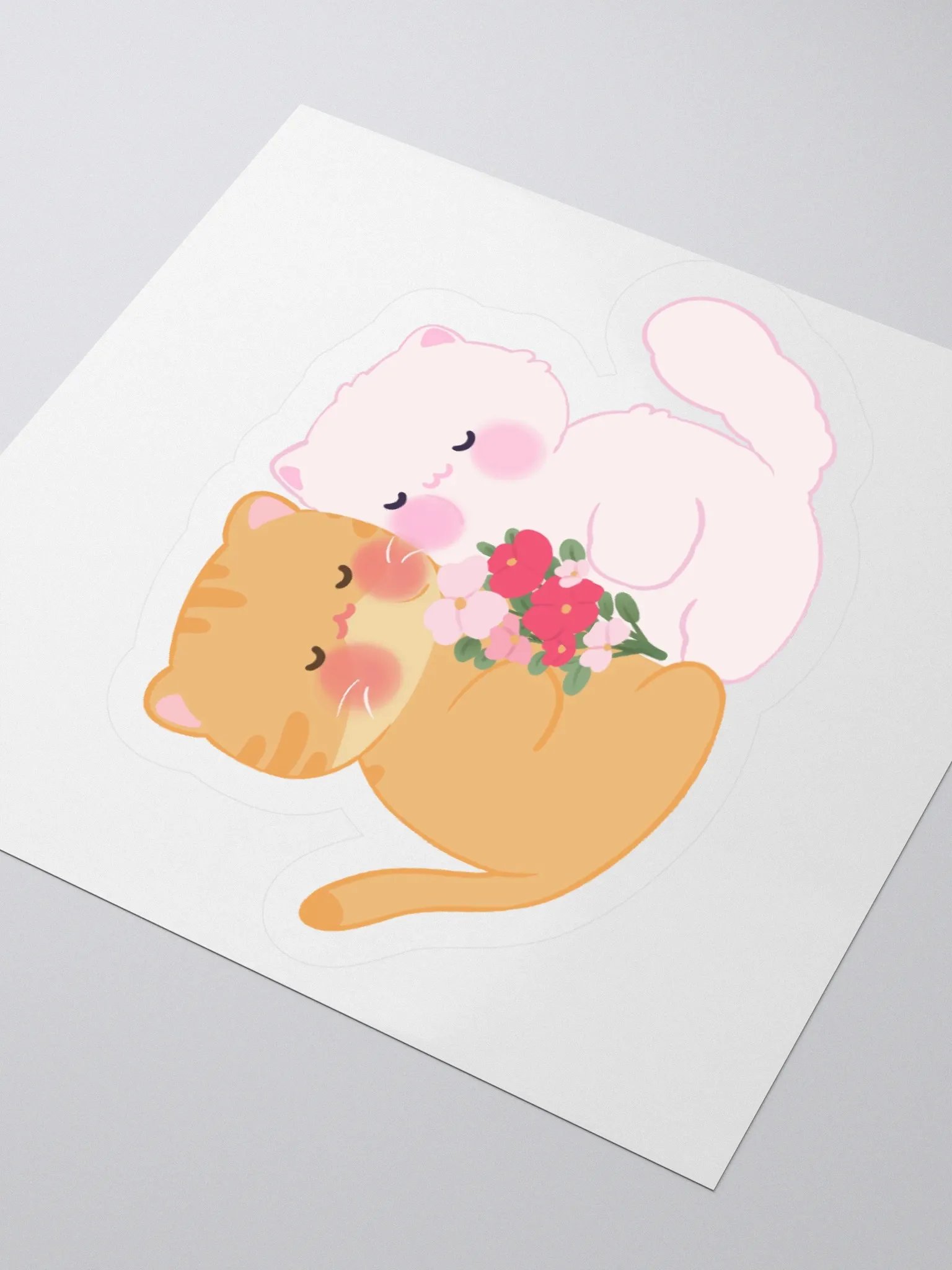 You & me and me & you, Orange & White Cat Duo Sticker product image (6)