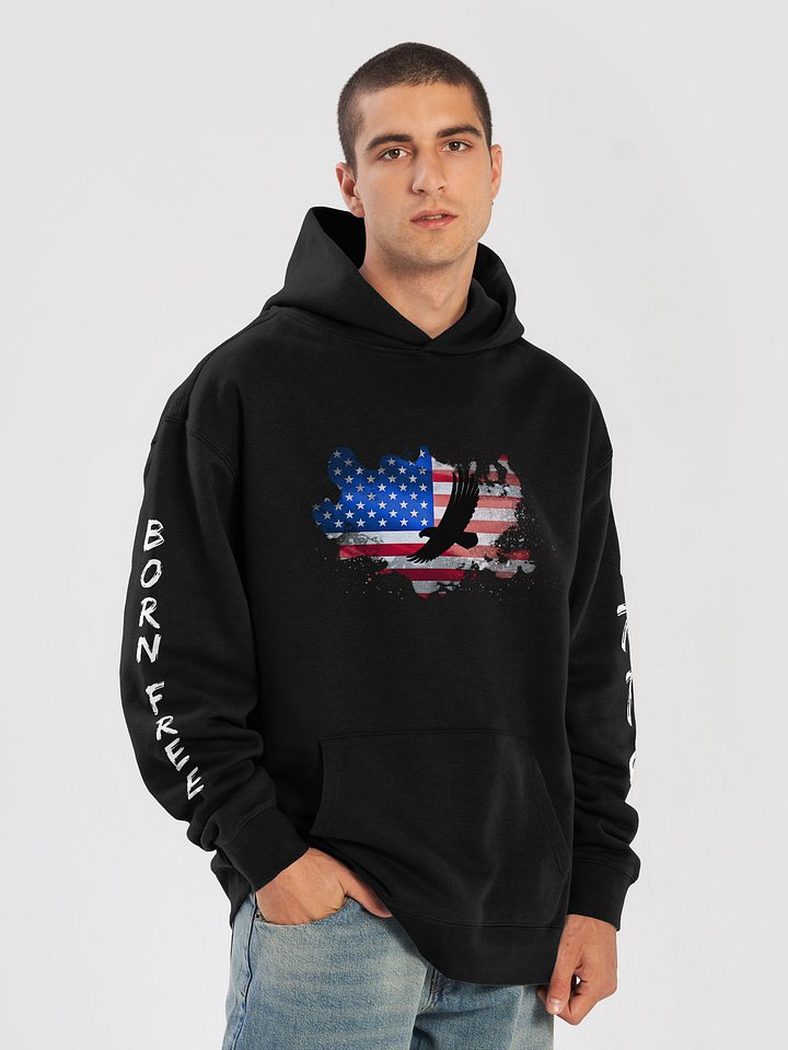 Born Free 1776 – Patriotic Eagle & American Flag Hoodie product image (1)