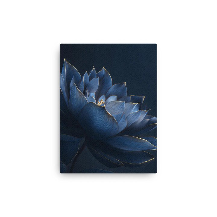 Luminous Bloom – Abstract Botanical Wall Art in Deep Blue and Gold product image (13)