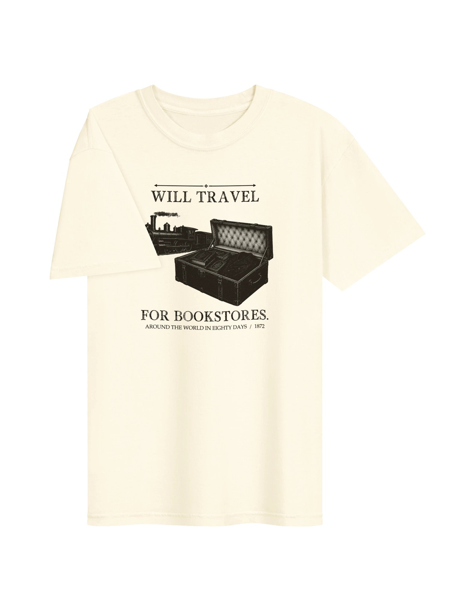Will Travel For Bookstores -- Around the World in Eighty Days Tee (Light) product image (9)
