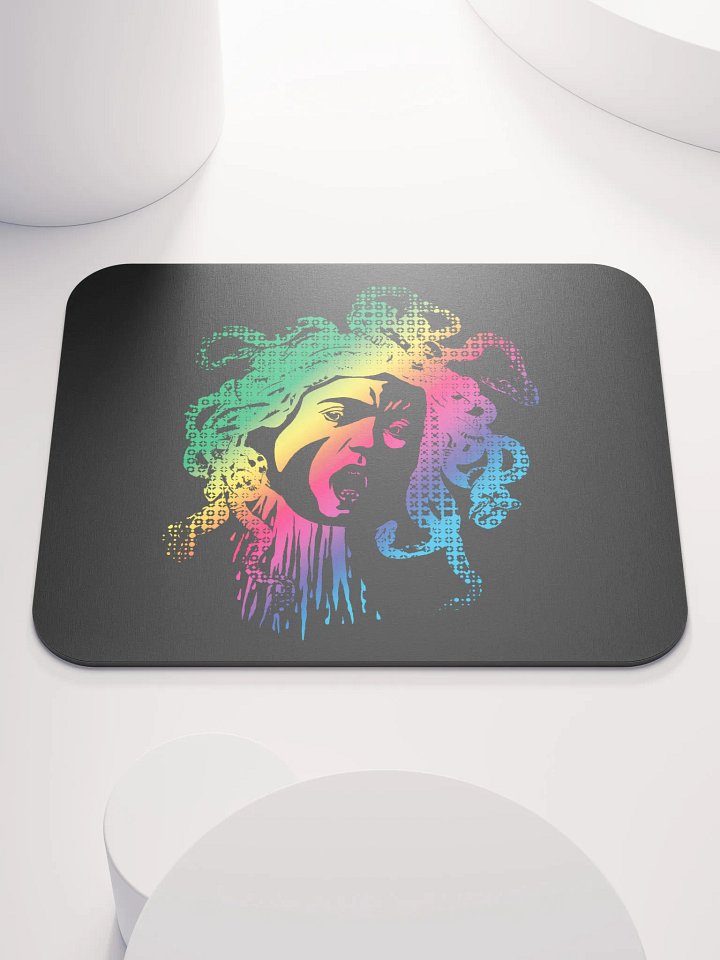 Rainbow Halftone Medusa on Dark - Mouse pad product image (1)