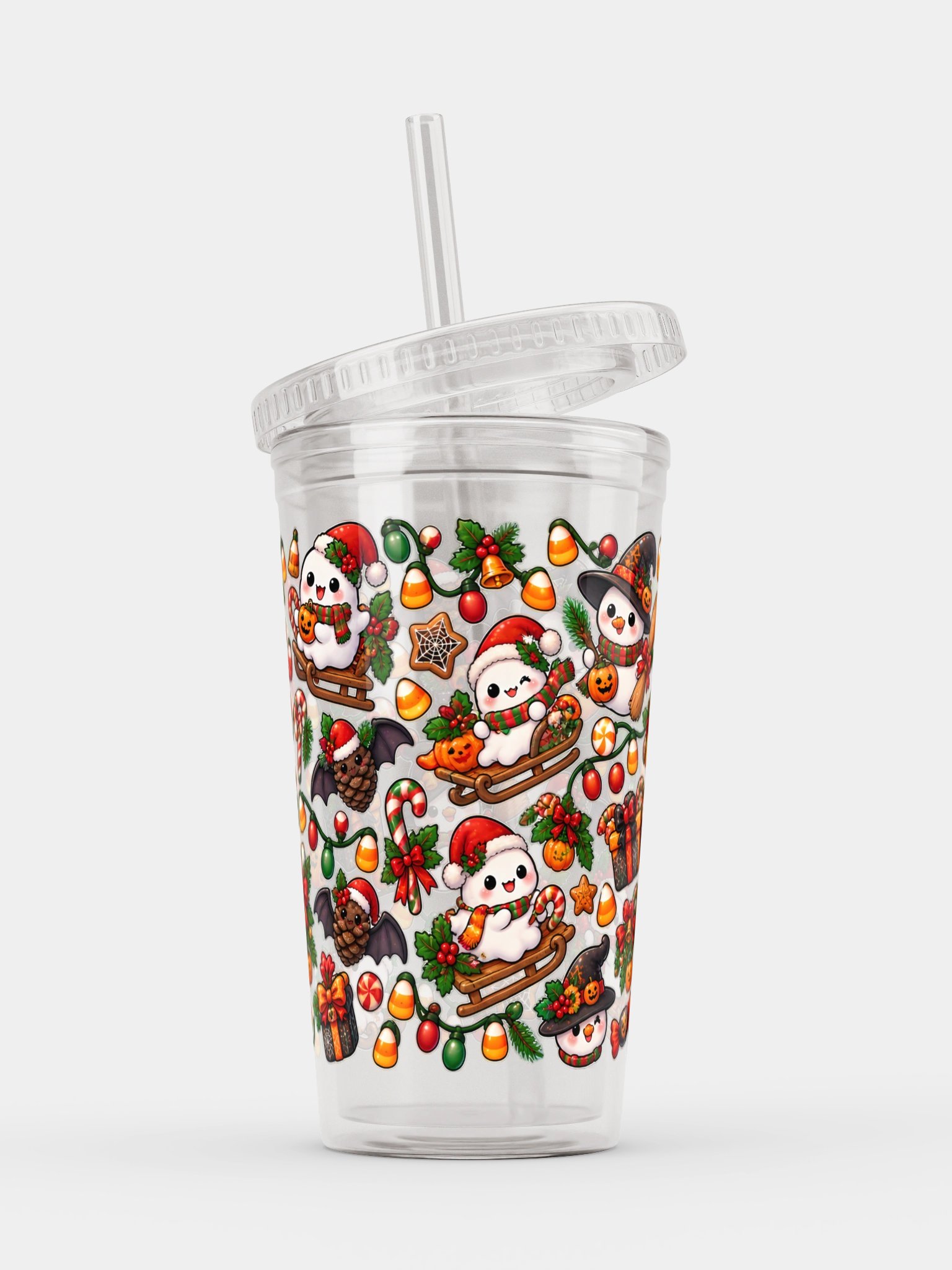 Spooky Snowmen Clear Dual Wall Tumbler 16 Oz (473 ml) product image (3)