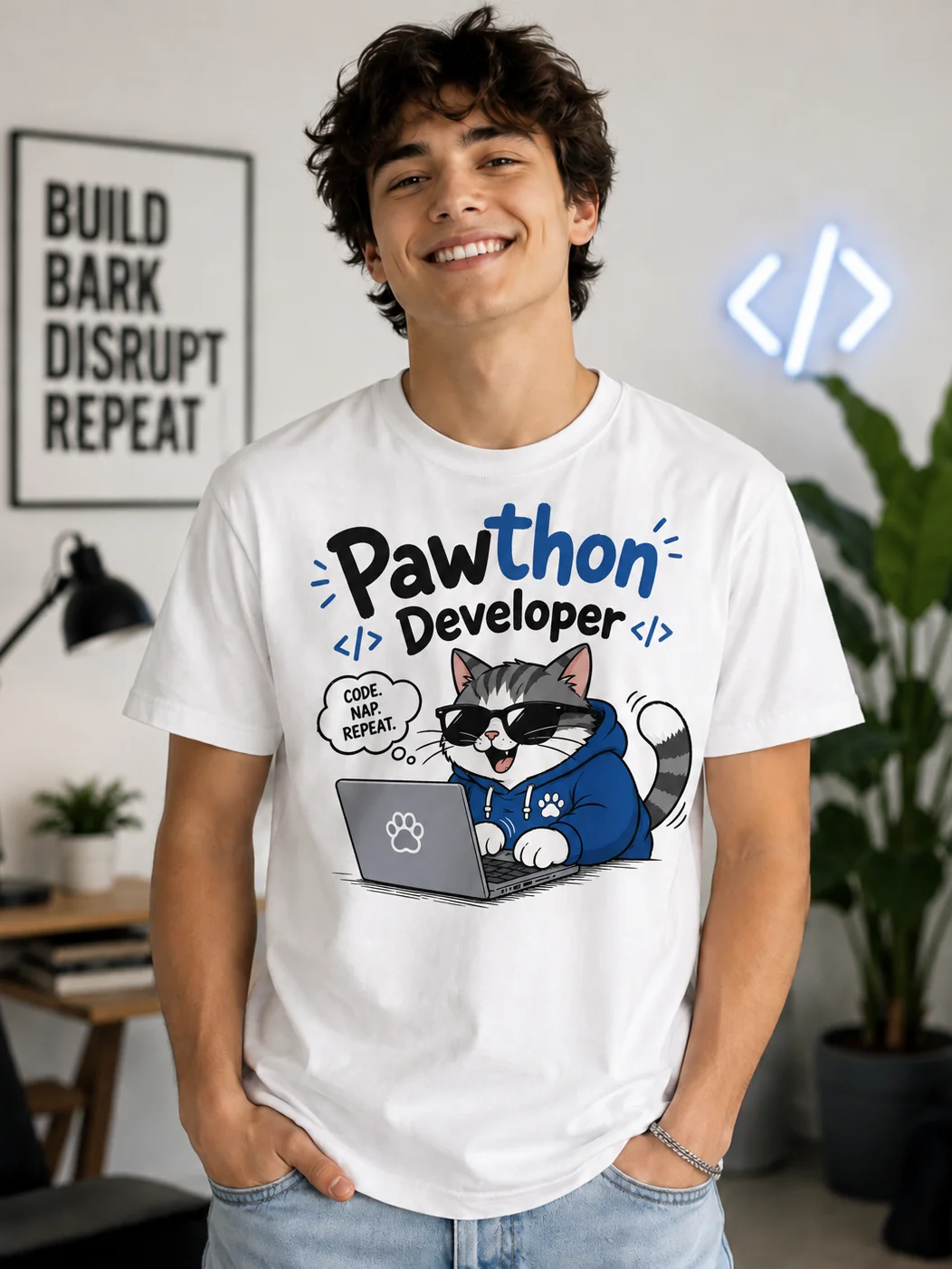 Pawthon Developer T-Shirt | Funny Python Programmer Graphic Tee product image (1)
