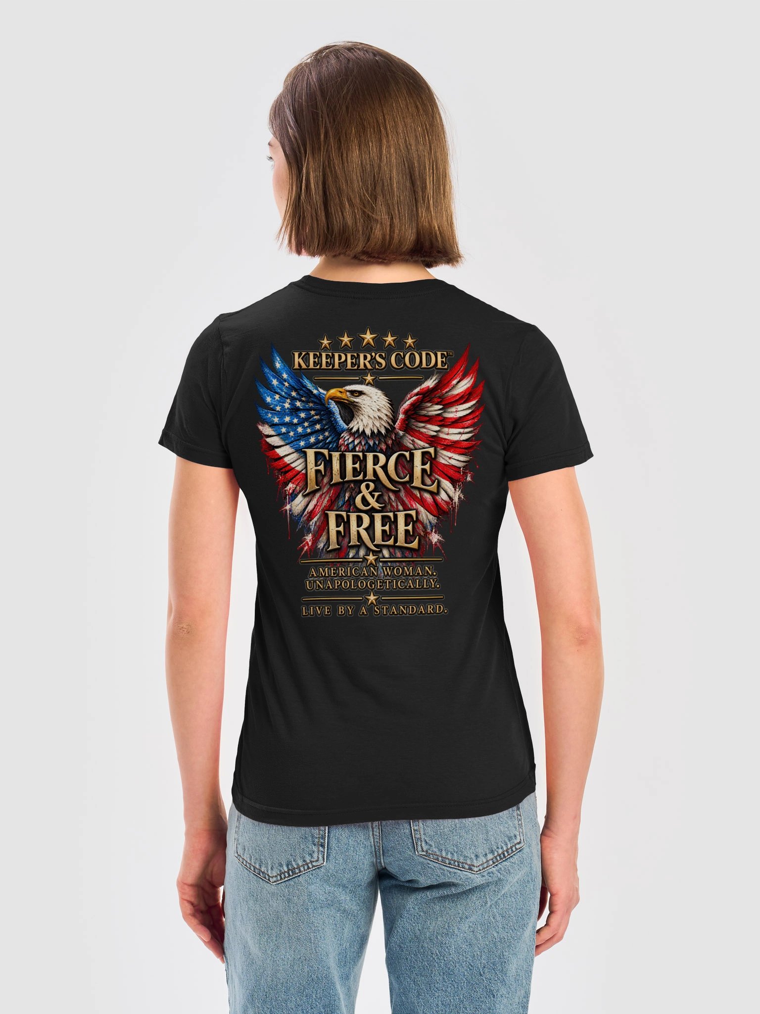 Women’s Fierce & Free Patriotic Eagle Graphic T-Shirt product image (5)