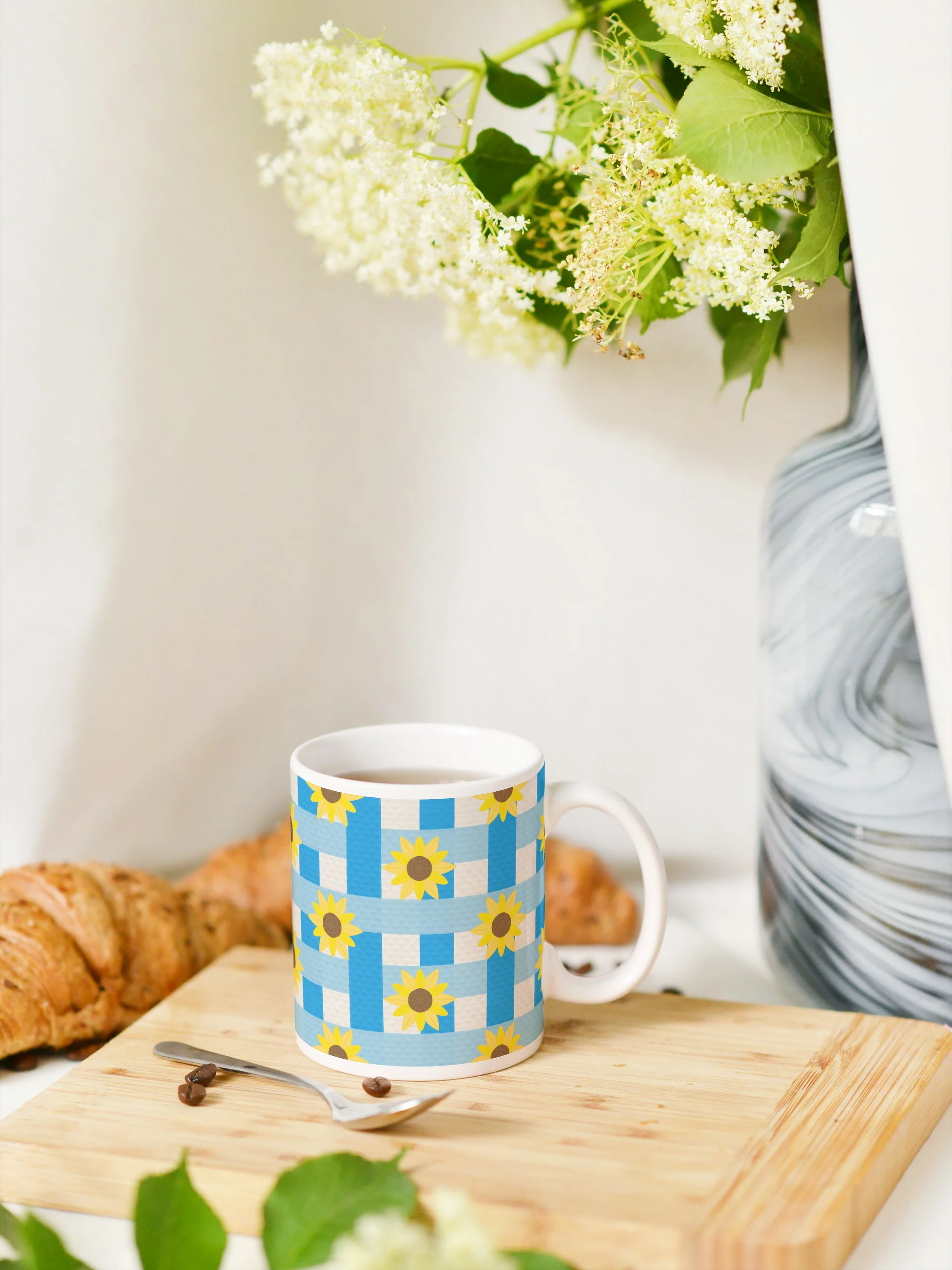 Sunflower Gingham in Blue Mug product image (1)