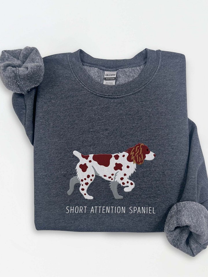 Short Attention Spaniel Sweatshirt (Embroidered) of a Brittany Spaniel(Liver) product image (1)