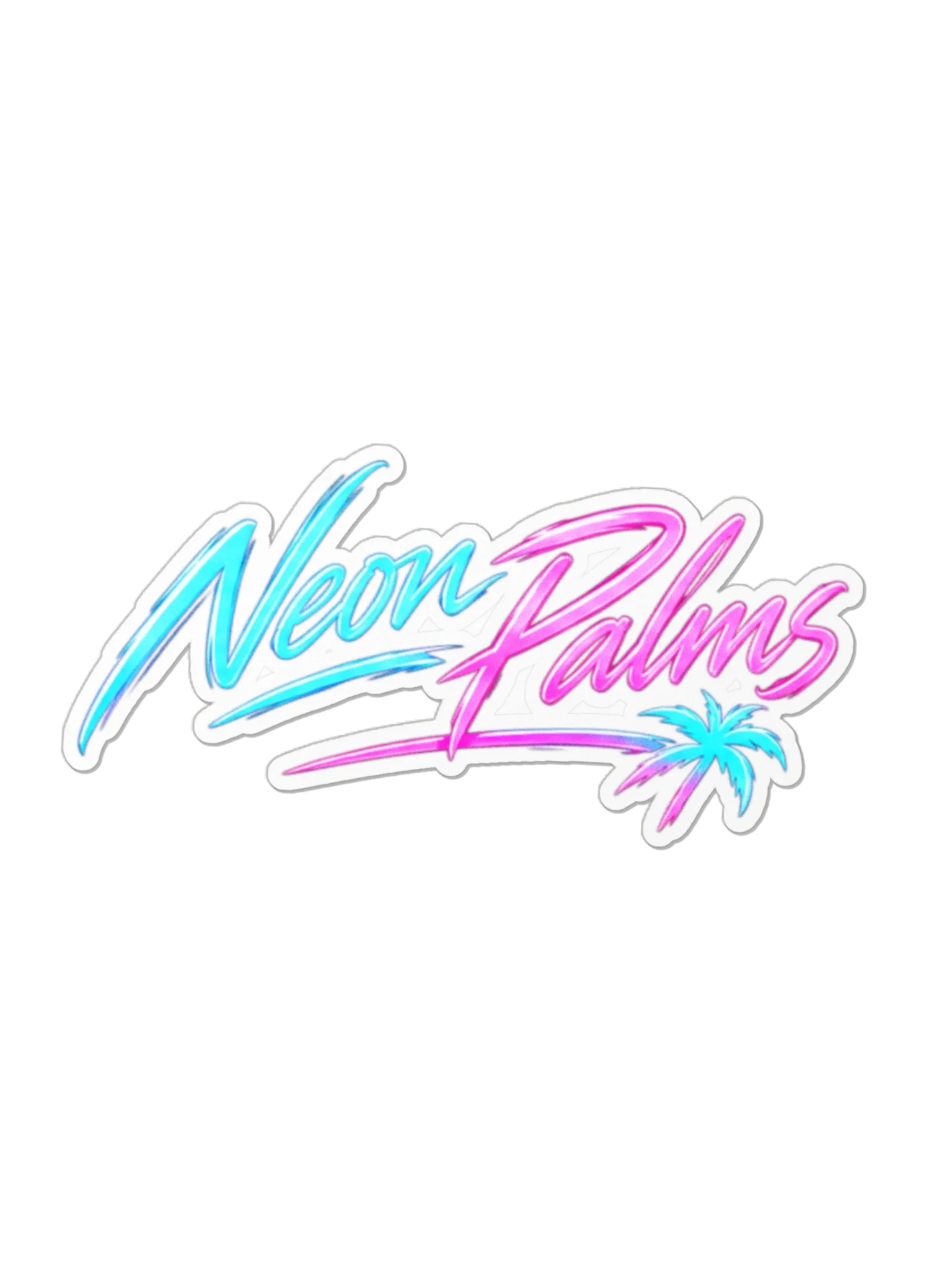 Neon Palms Sunset Script Die-Cut Sticker