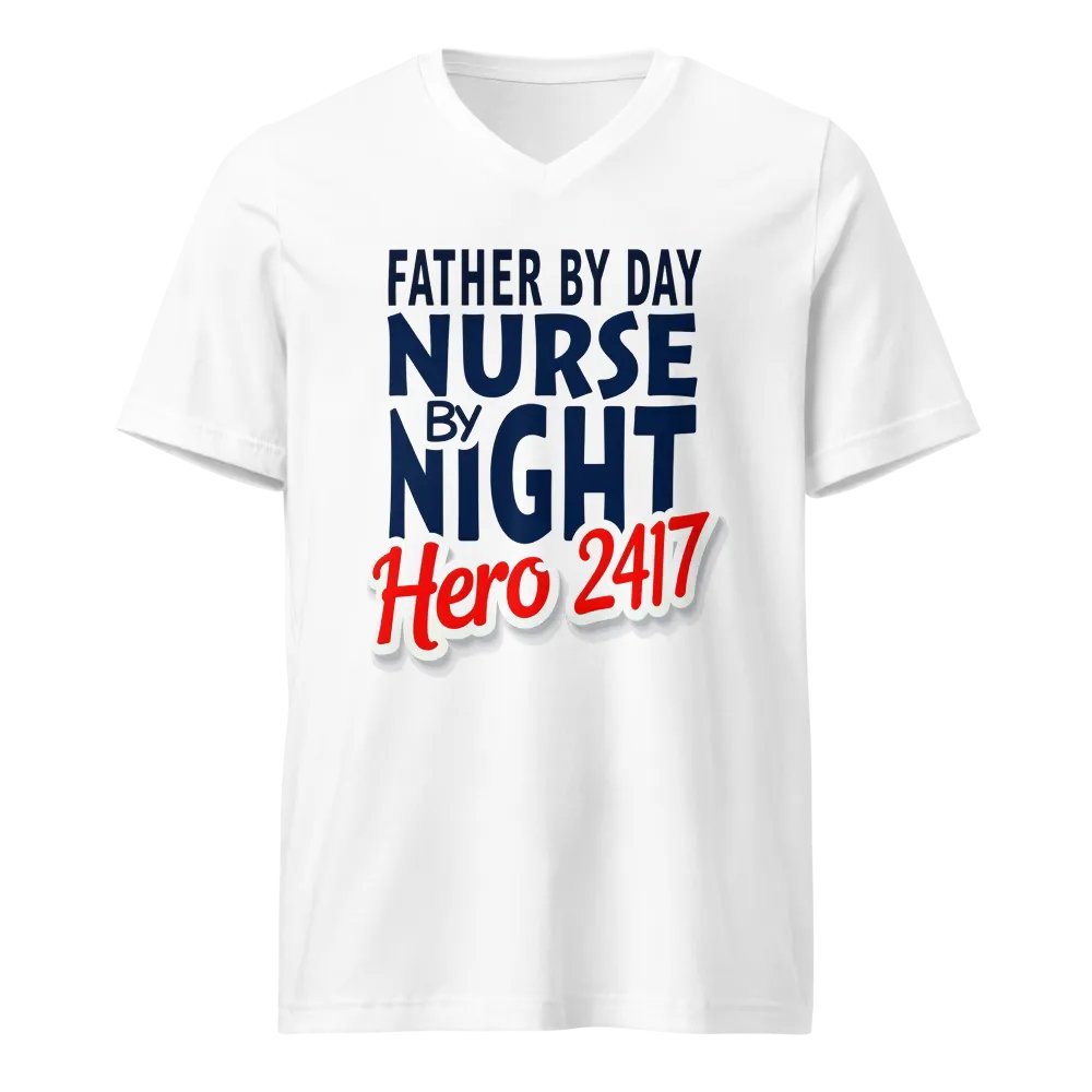 father by day, nurse by night, Hero 24/7 , V-Neck Tee product image (1)