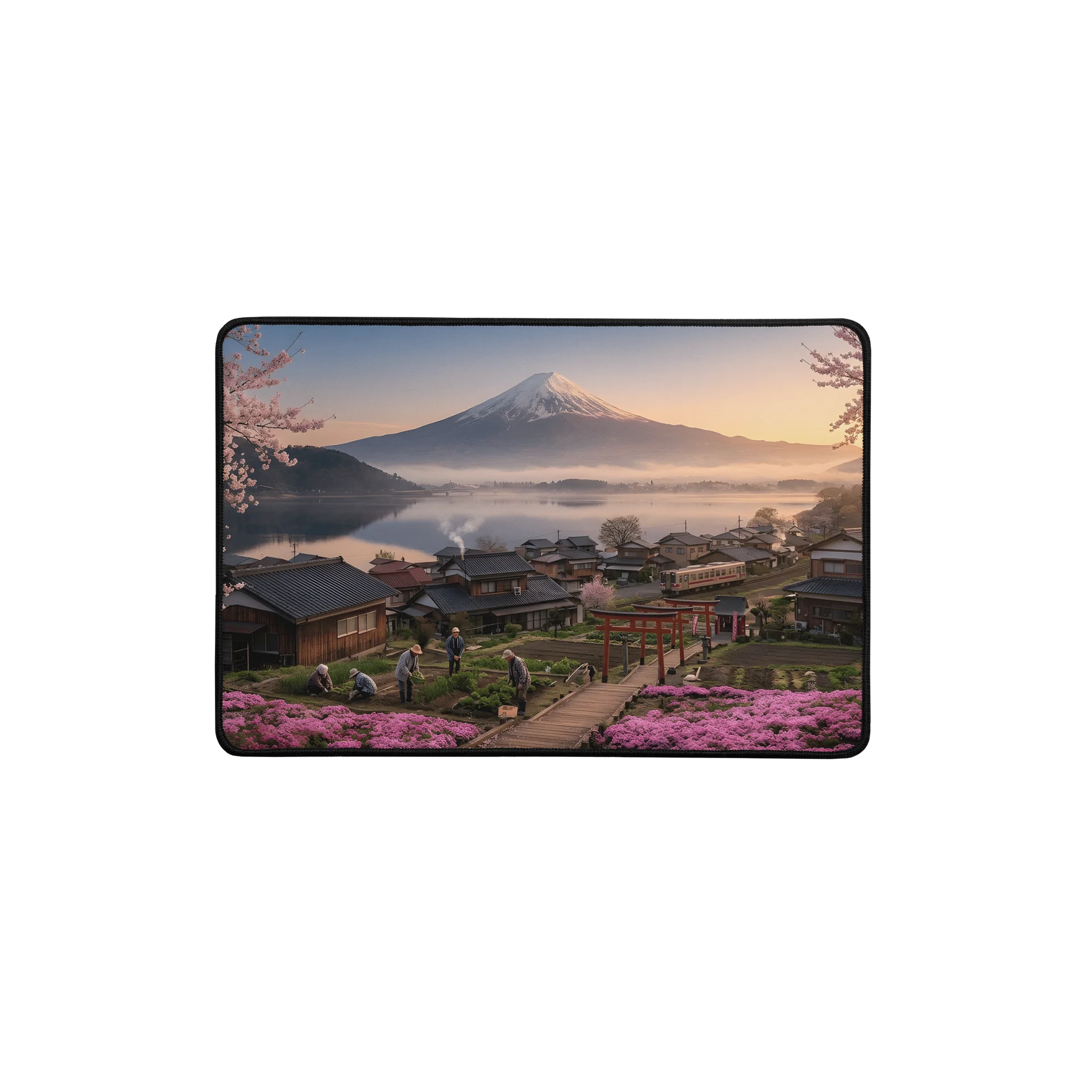 Mount Fuji Village Pink Moss Desk Mat product image (1)