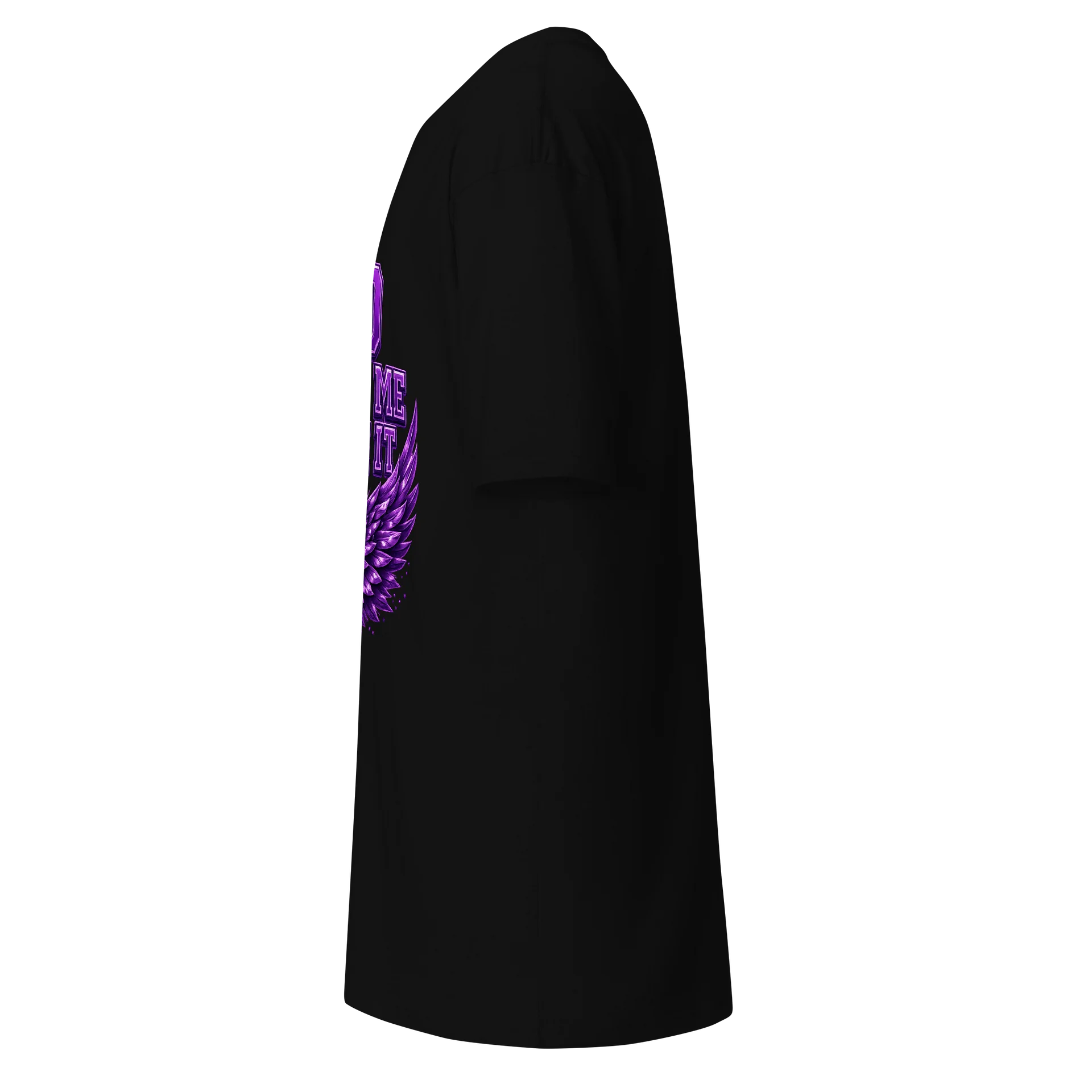 God Brought Me Through It Purple Wings Black Tee product image (4)