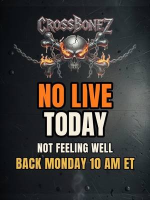 No live today Boneyard 💀 I am not feeling well and I need to take today to rest We are back live Monday October 19 at 10 AM ET on TikTok Thank you for understanding and for always showing up for me #Fortnite #Fortnitemares #CrossBonez