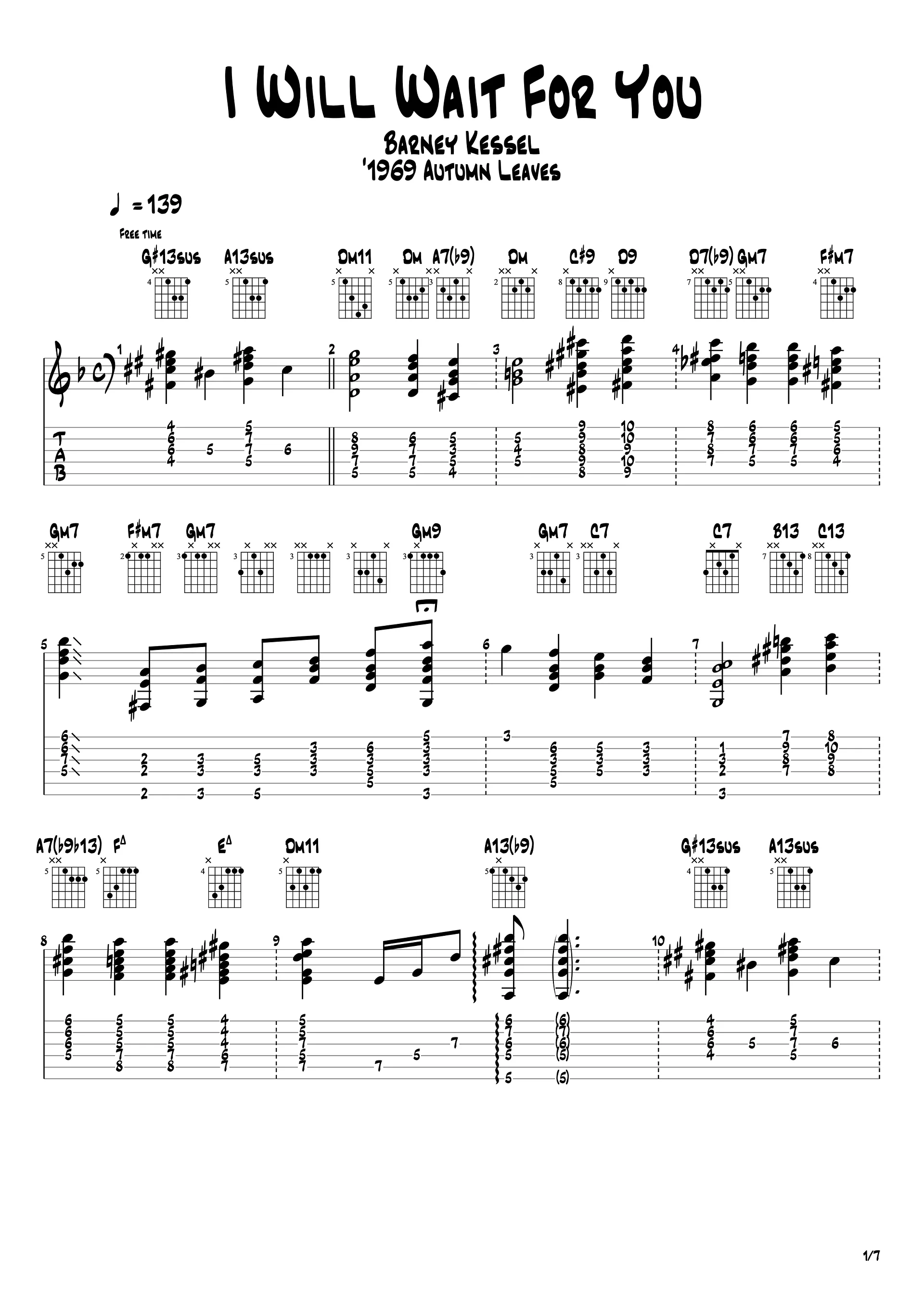 [Transcription GP] I Will Wait For You - Barney Kessel product image (2)