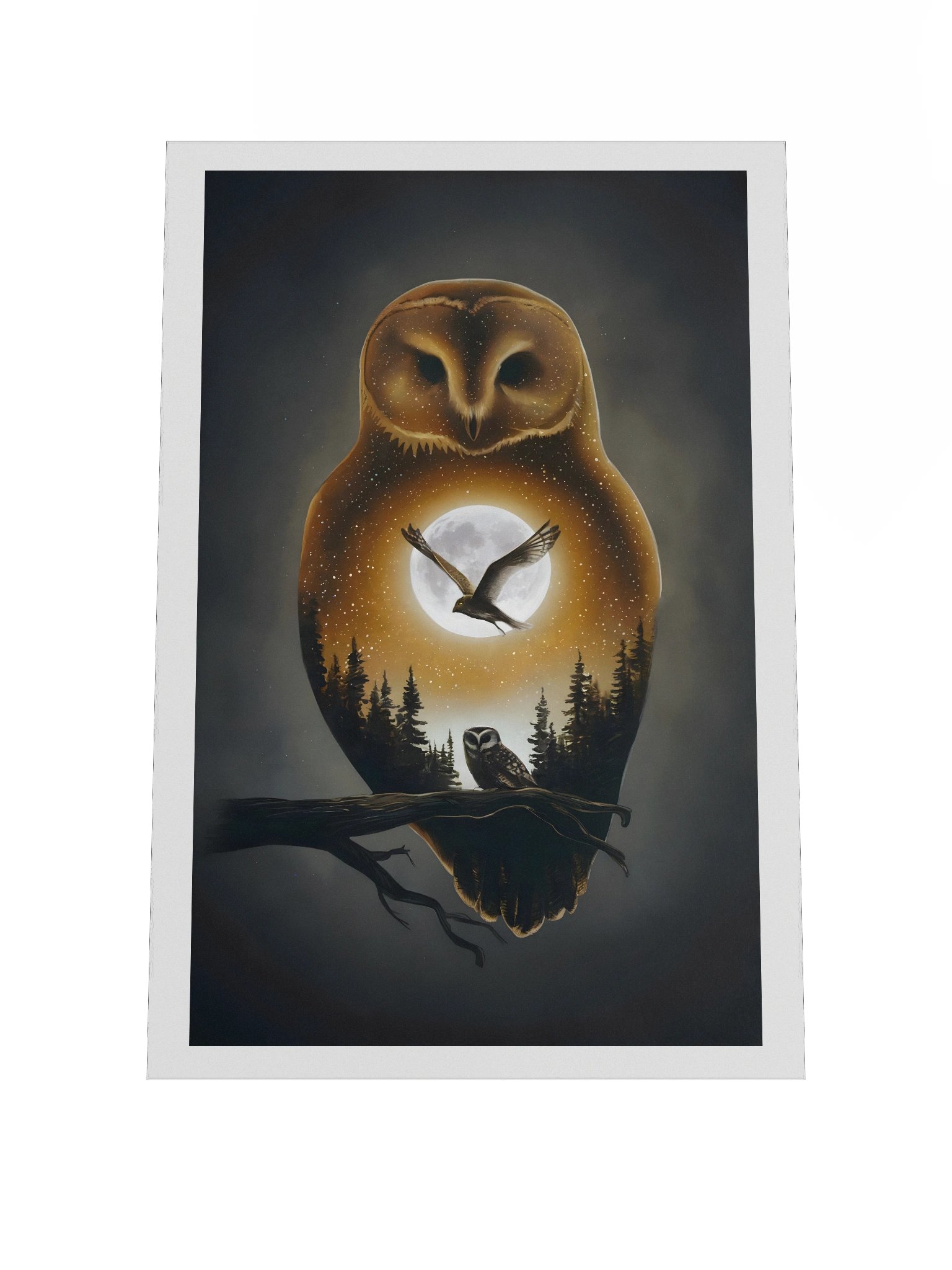 Mystic Owl Moon Poster – Spiritual Night Forest Wall Art product image (2)