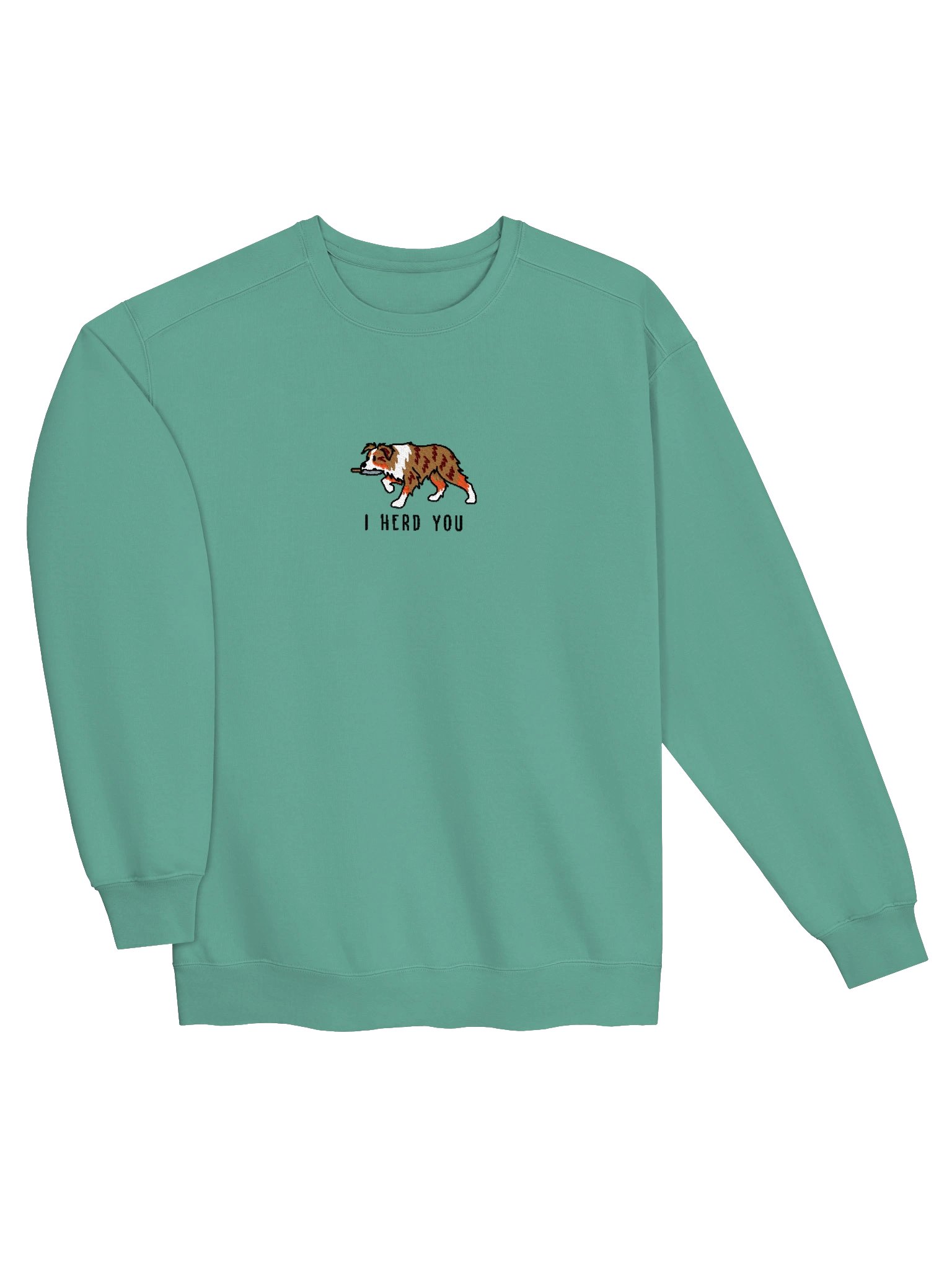 I Herd You Funny Chibi-Style Embroidered Premium Sweatshirt for Australian Shepherd(Red Merle) Owners product image (28)