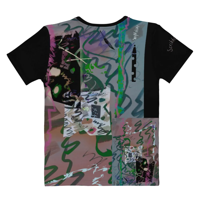 Women's Poly Crew Neck Tee 'Scribble Patches' product image (2)