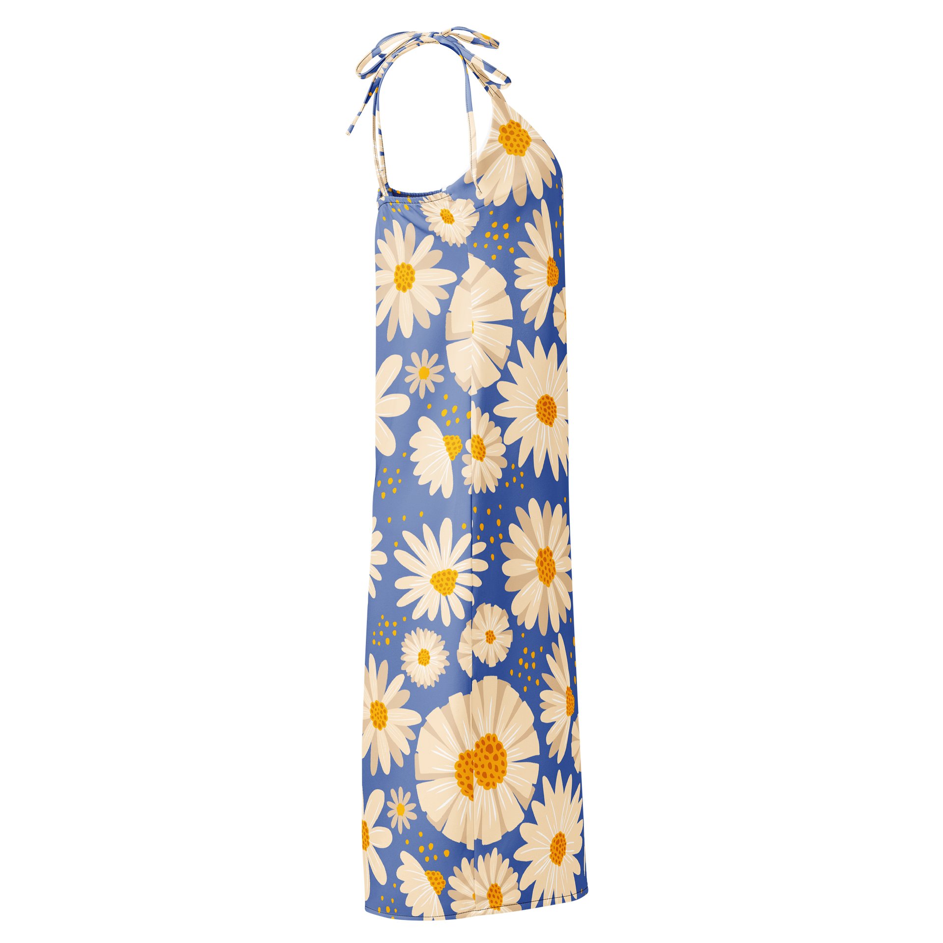 Women’s Floral Sleep Dress – Blue Daisy Print Sleeveless Nightgown Soft Comfortable Nightwear product image (6)