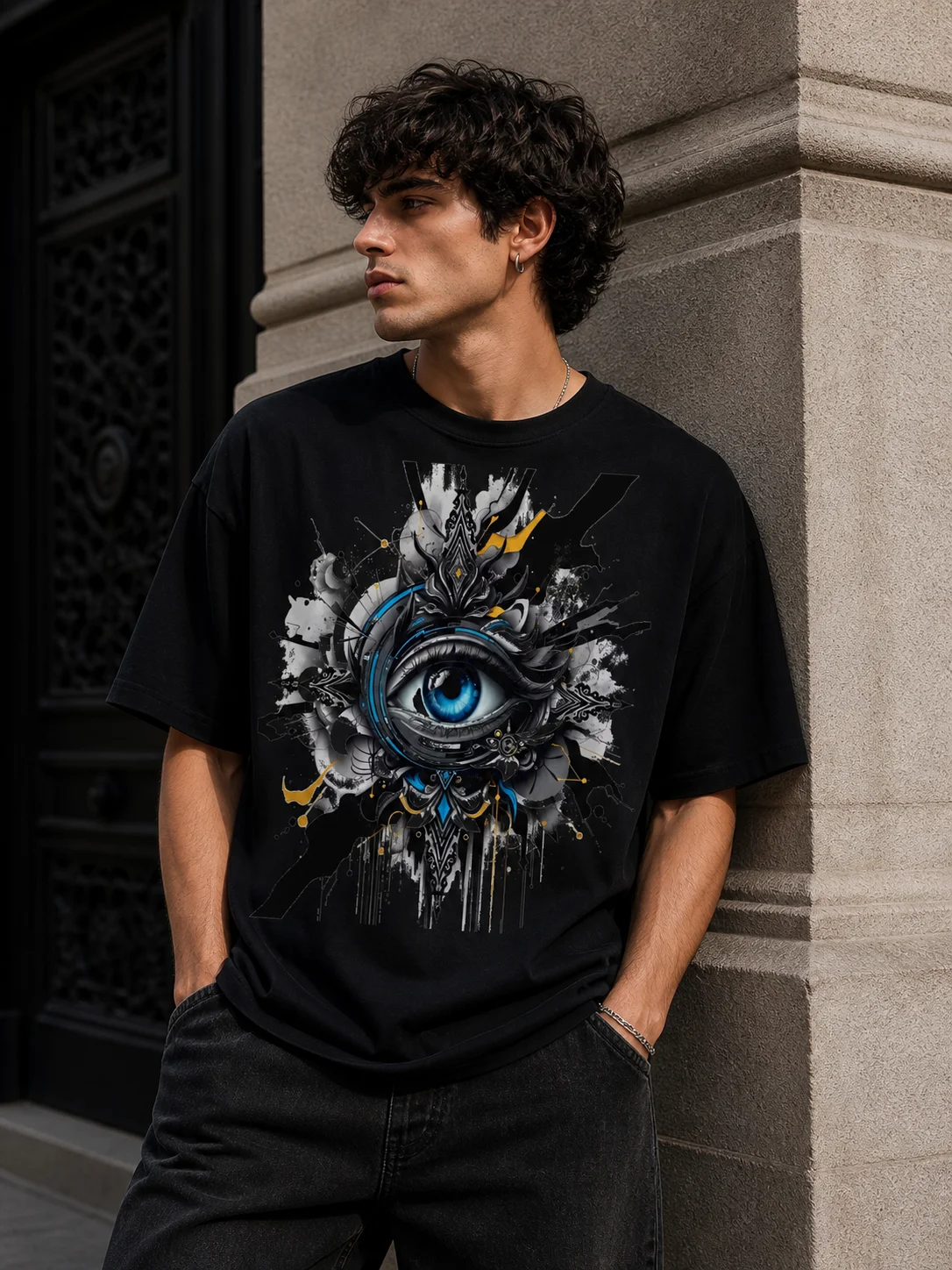 The Vigilant Eye of Aeloria T-shirt - Graphic T-shirt - Mythological T-shirt product image (1)