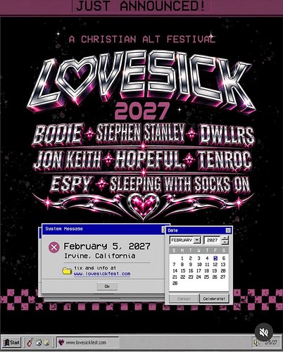 The indie alt fest @lovesickfestival, curated by @bodie, announced their 2027 lineup today.