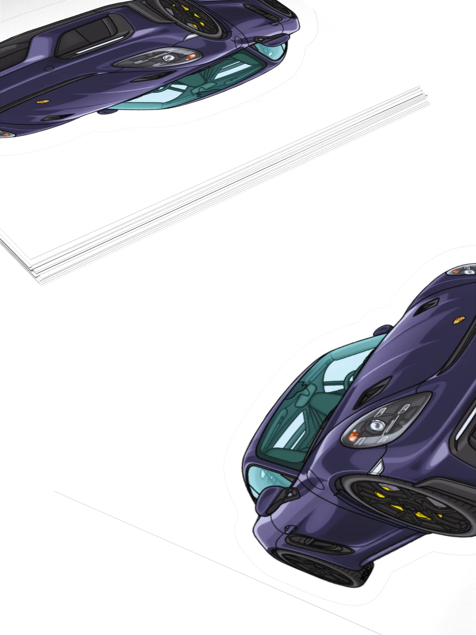Purple Porsche Spyder RS Sticker (Retro, Sketch, Silhouette) product image (11)