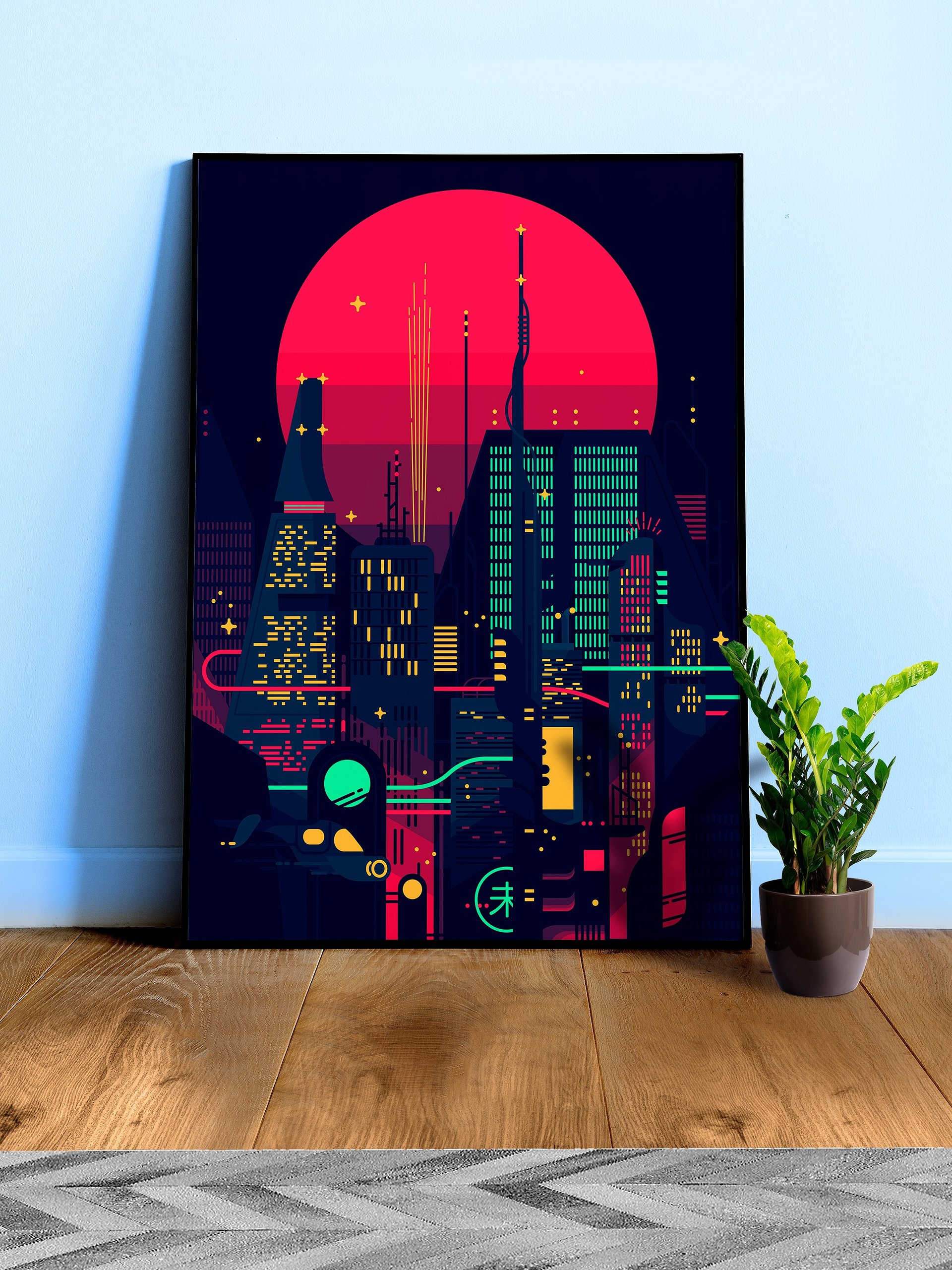 Synthwave Neon City (Bladerunner 1982 style) [synthwave/vaporwave/cyberpunk] — aesthetic poster, retrowave poster, neon print, movie poster product image (1)