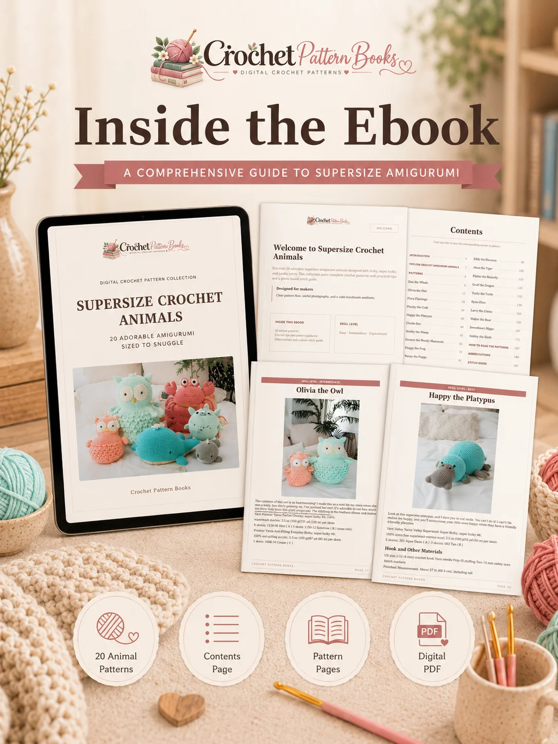 Supersize Crochet Animals 20 Adorable Amigurumi Crochet Patterns Sized to Snuggle product image (3)