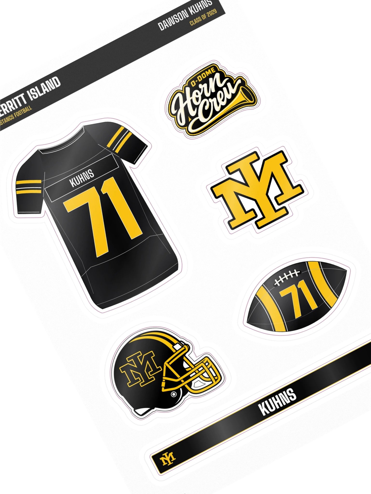Dawson Kuhns #71 — Mustangs Sticker Sheet product image (1)